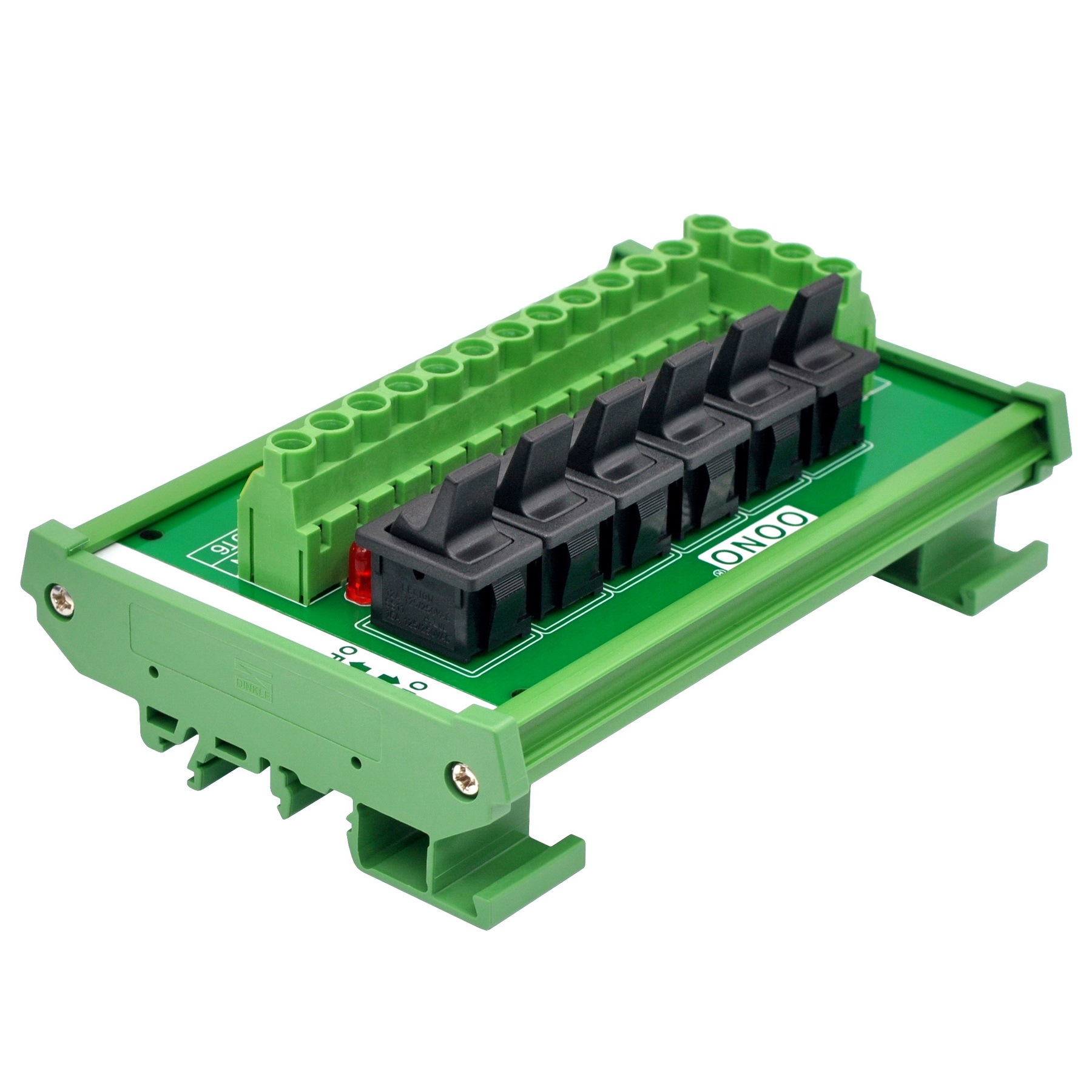 DIN Rail Mount 6 Channel Paddle Rocker Switch AC 115V 230V Power Distribution Strip Module