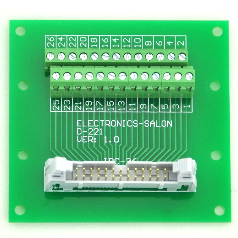 ELECTRONICS-SALON IDC-26 DIN Rail Mounted Interface Module, Breakout Board, Terminal Block.