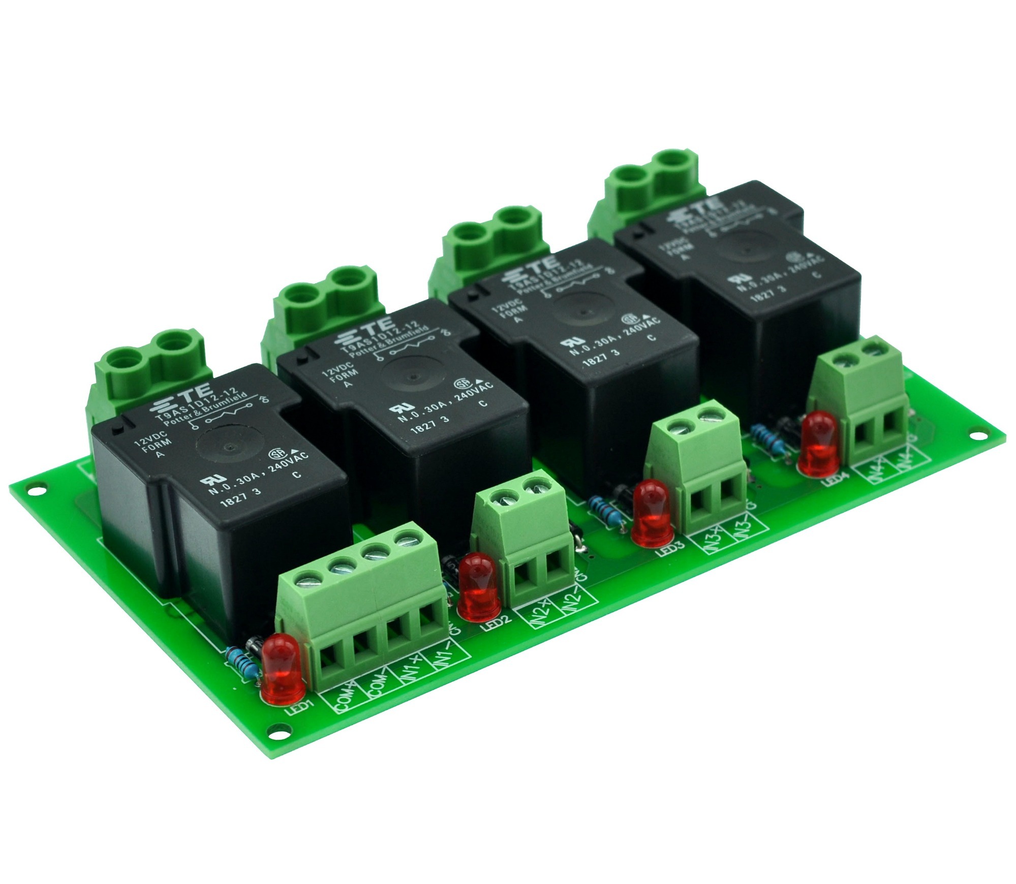 CZH-Labs 12V Passive 4 SPST-NO 30Amp Power Relay Module Board.