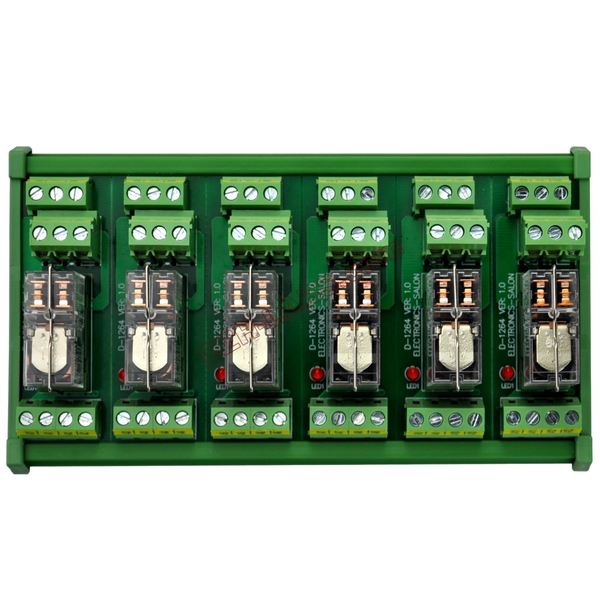 DIN Rail Mount AC/DC 12V Control 6 DPDT 5Amp Pluggable Power Relay Interface Module.