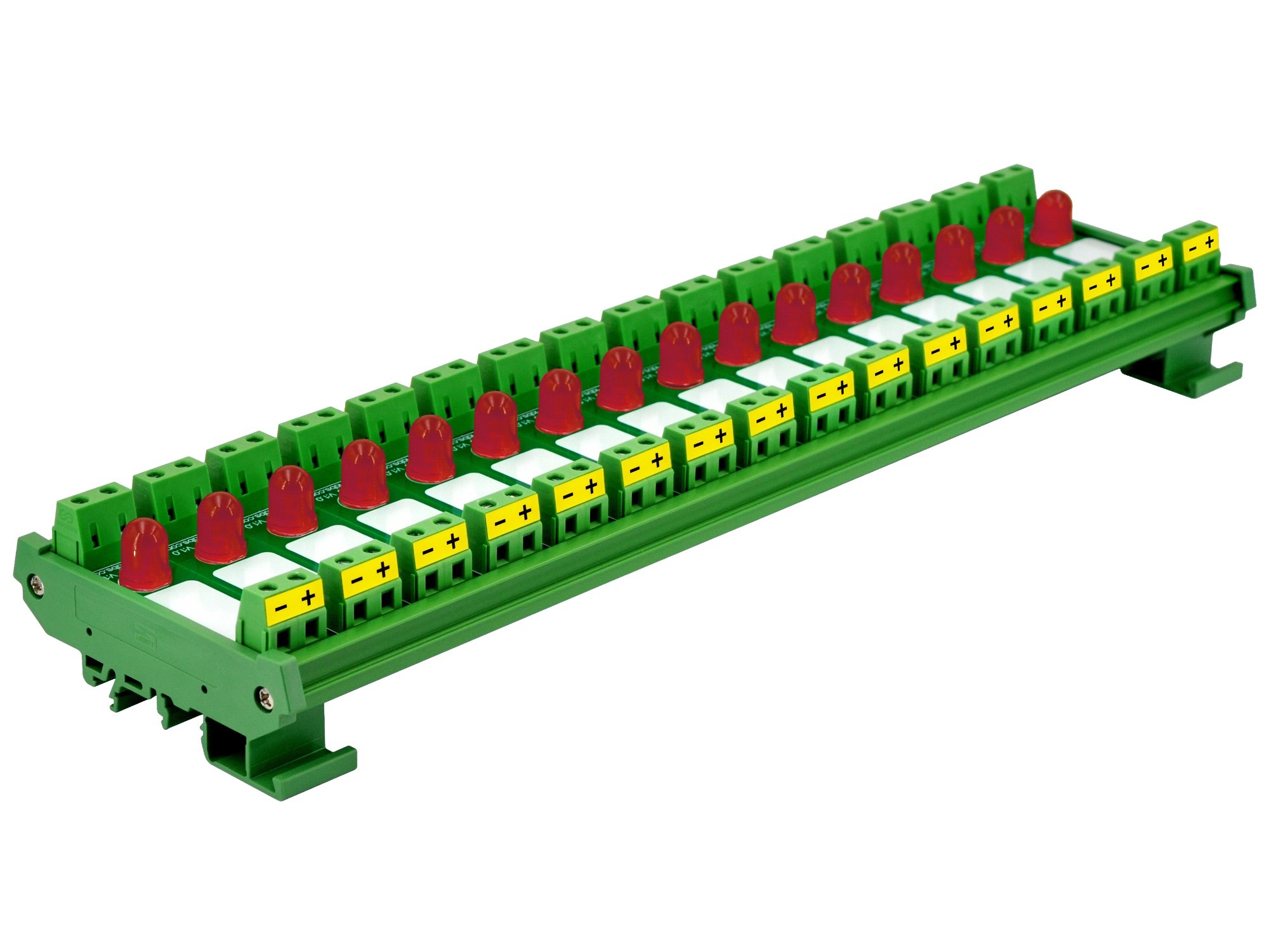 DIN Rail Mount DC 5-32V 16 Channel Red 10mm LED Indicator Light Module