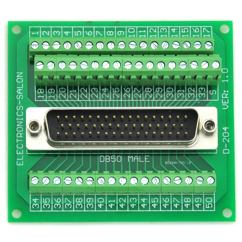 ELECTRONICS-SALON D-SUB DB50 Male Header Breakout Board, DSUB.