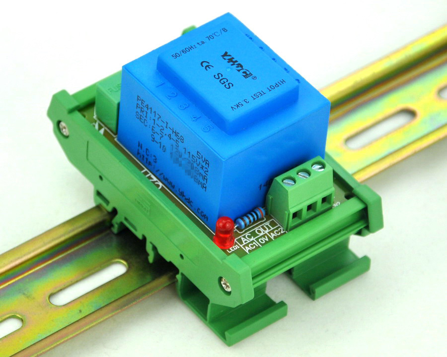 CZH P 230VAC, S 2x 12VAC, 5VA DIN Rail Mount Power Transformer Module, D-1005T/P.