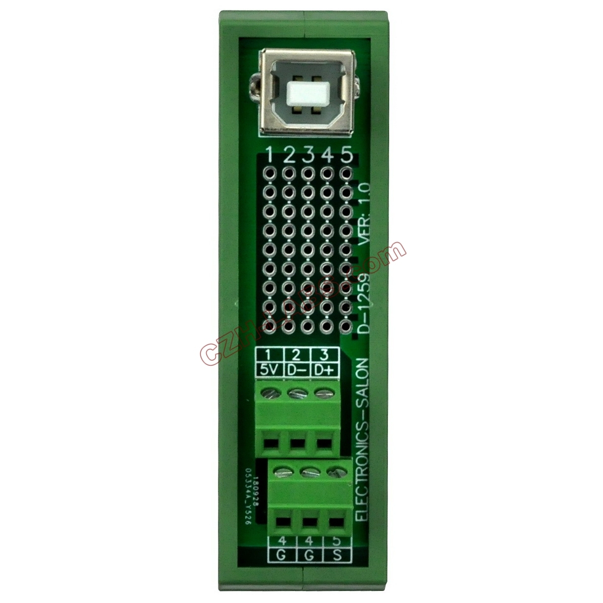 Slim DIN Rail Mount USB Type B Female Vertical Jack Breakout Board Interface Module.