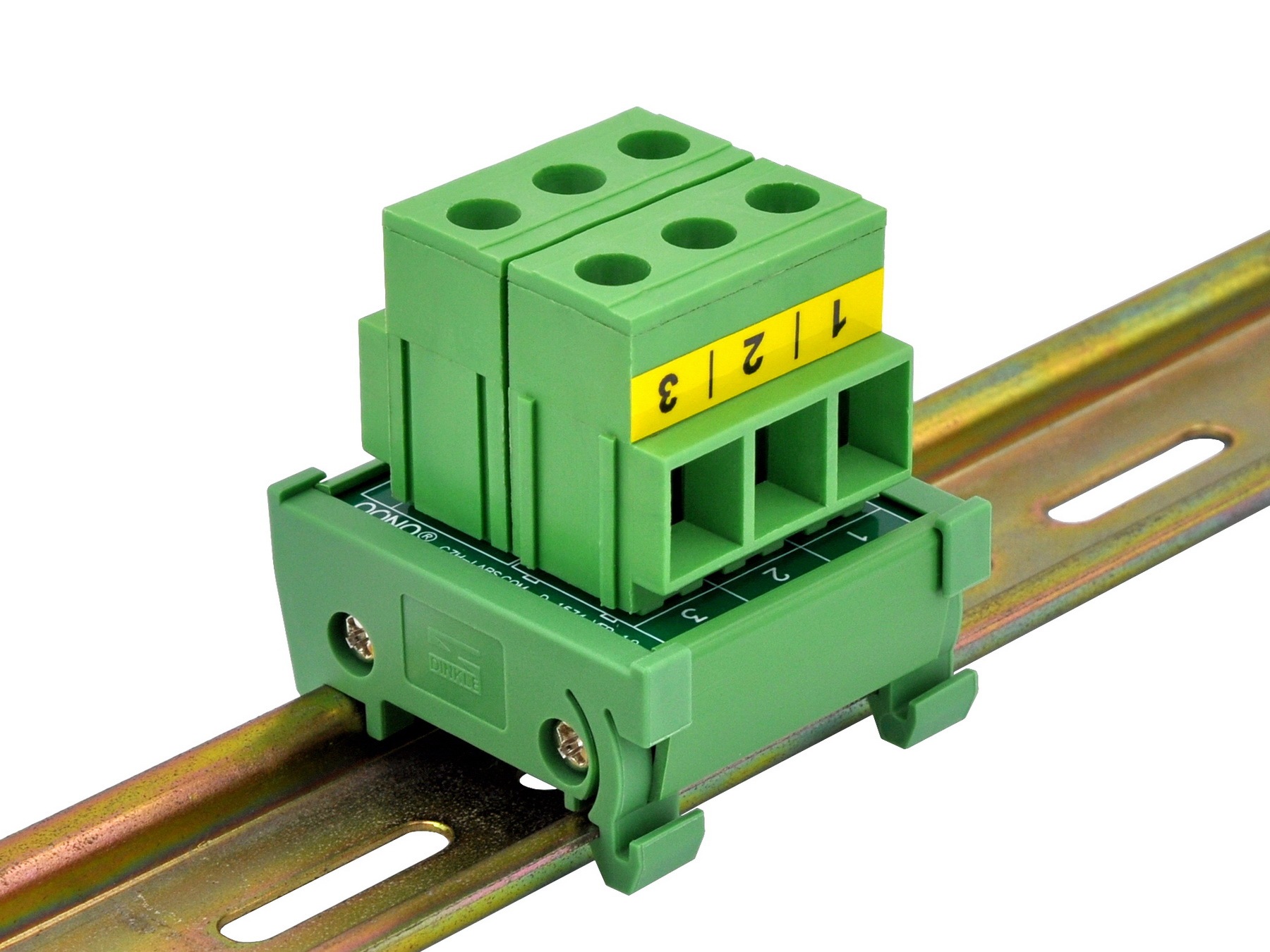 DIN Rail Mount 52Amp 300V 3 Position Screw Terminal Block Distribution Module