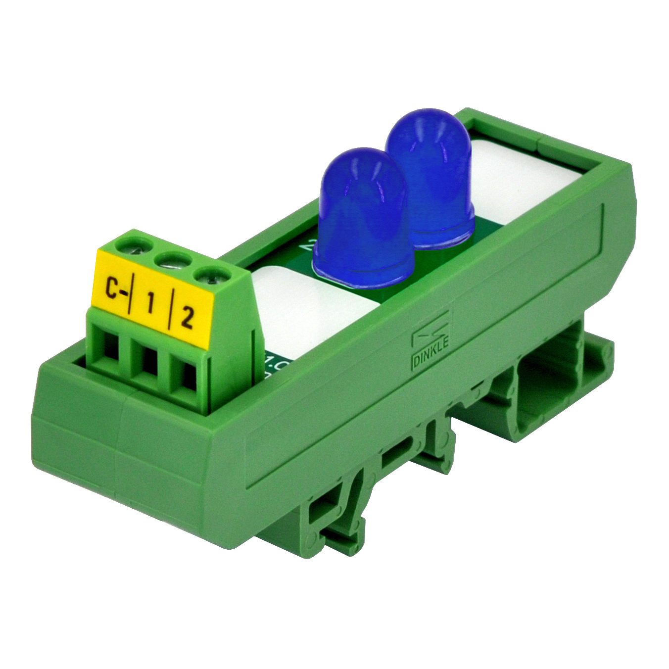 DIN Rail Mount DC 5-32V Common Negative 2 Blue 10mm LED Indicator Light Module