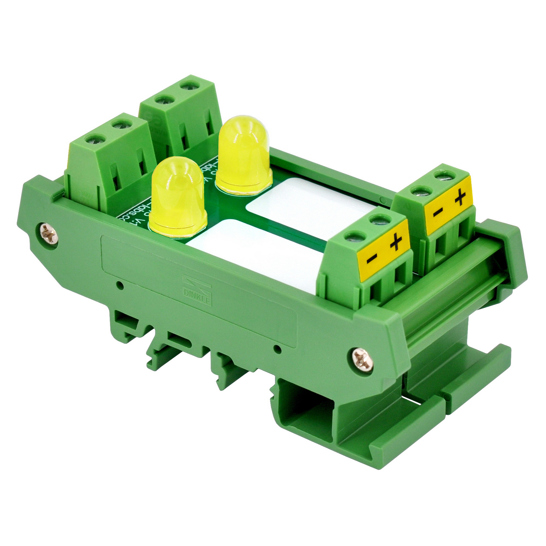 DIN Rail Mount DC 5-32V 2 Channel Yellow 10mm LED Indicator Light Module