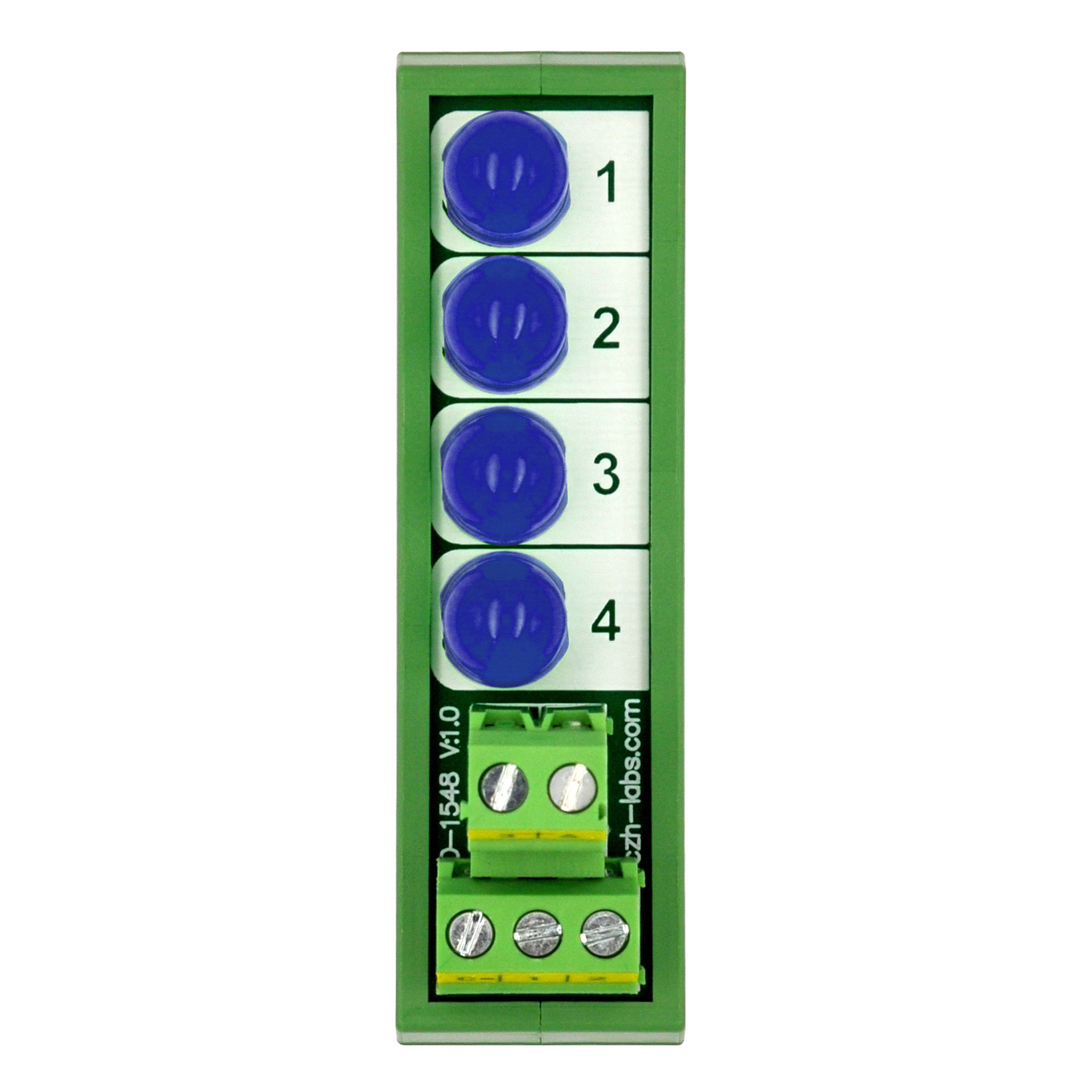 DIN Rail Mount DC 5-32V Common Negative 4 Blue 10mm LED Indicator Light Module