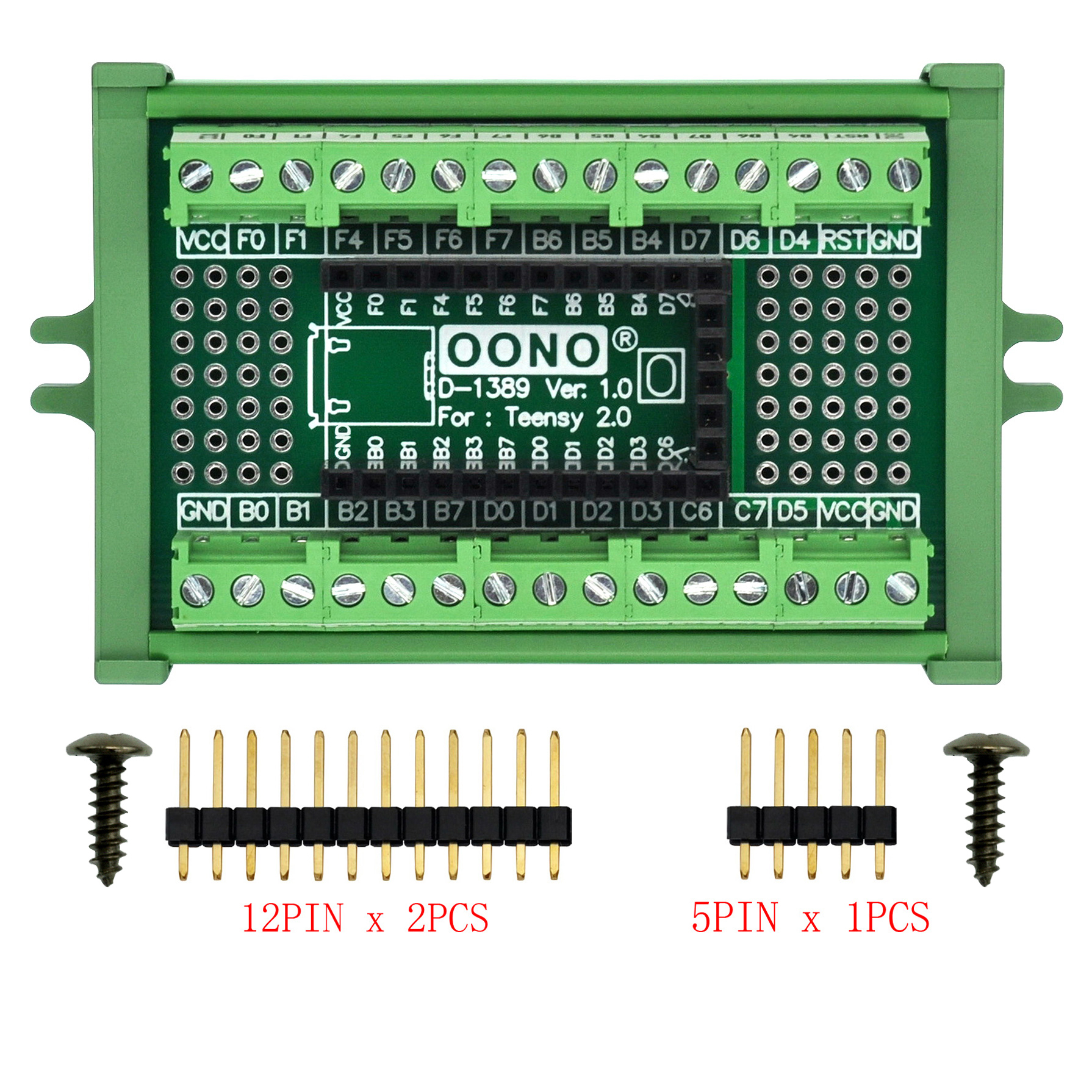 Terminal Block Breakout Board Module for Teensy 2.0, Screw Mount Version