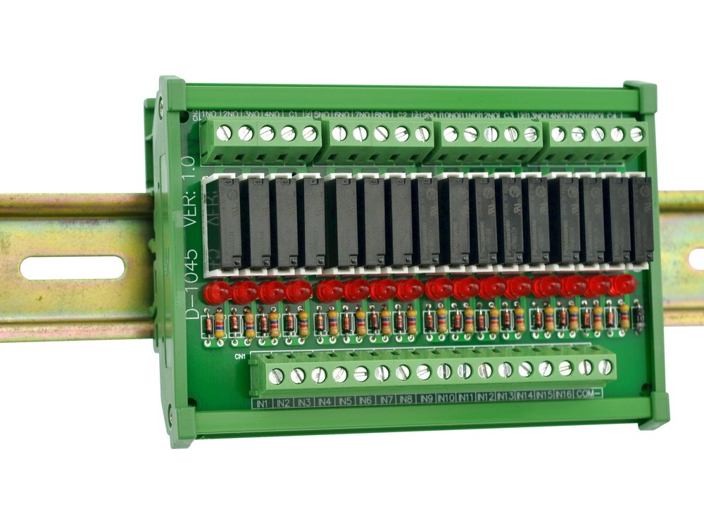 CZH-LABS Slim DIN Rail Mount DC24V Source/PNP 16 SPST-NO 5A Power Relay Module, APAN3124