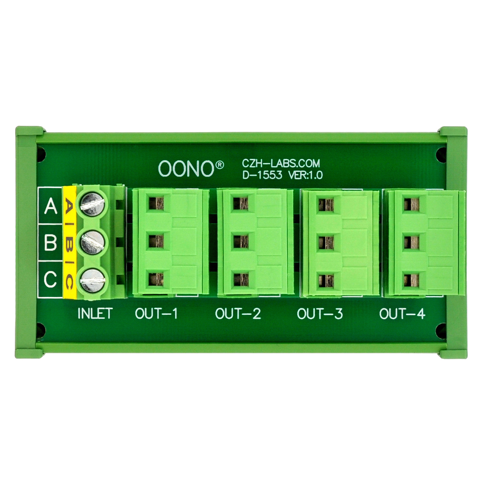 DIN Rail Mount 30A/300V 4x3 Position Pluggable Terminal Block Distribution Module, OONO D-1553T