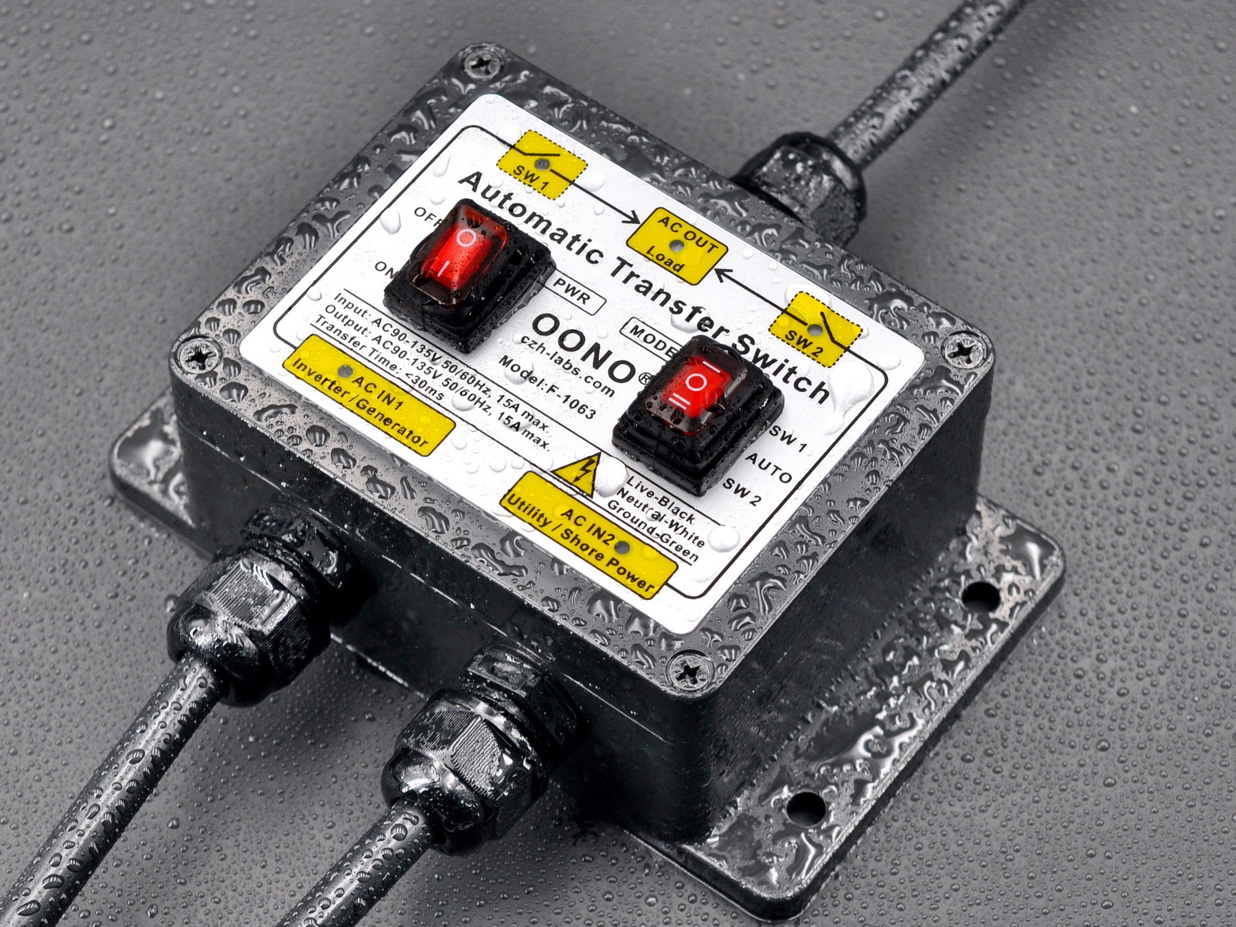 Manual and Automatic Transfer Switch, AC120V 15A ATS Auto Transfer Switch