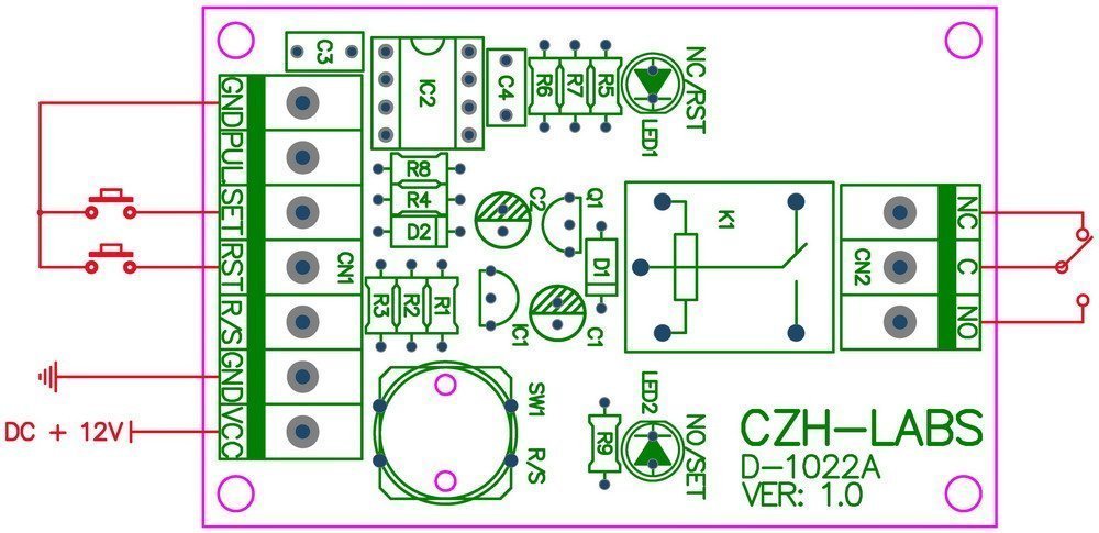 Panel Mount Momentary-Switch/Pulse-Signal Control Latching SPDT Relay Module,24V.