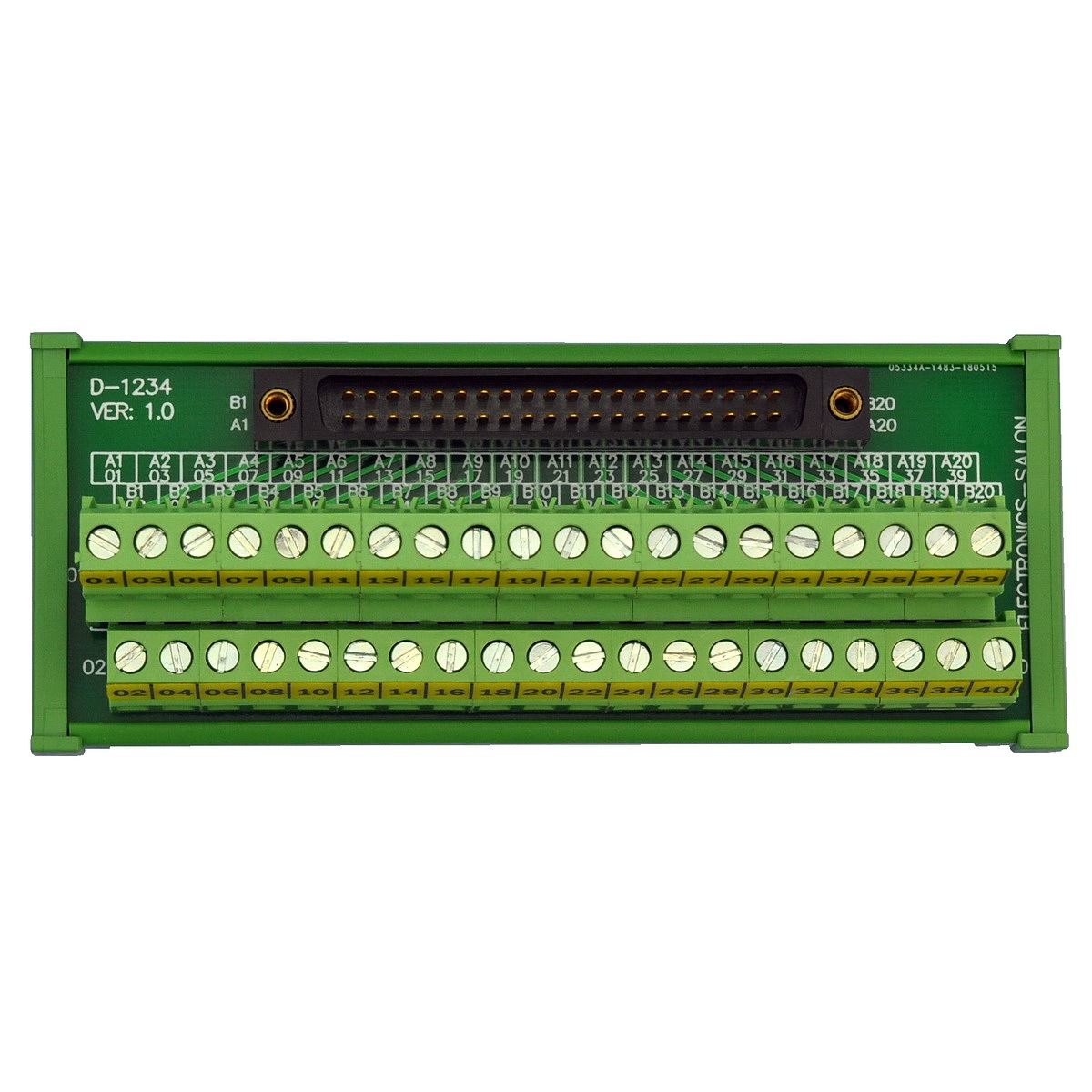 Compatible XW2B-40F5-P 40Pin Rectangular Connector-Terminal Block Conversion Module, for PLC Wiring. MD-D1234T-1