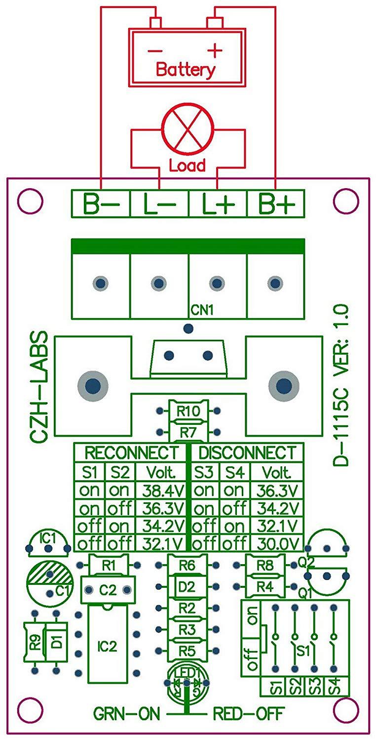 CZH-LABS Low Voltage Disconnect Module LVD, 36V 30A, Protect/Prolong Battery Life.