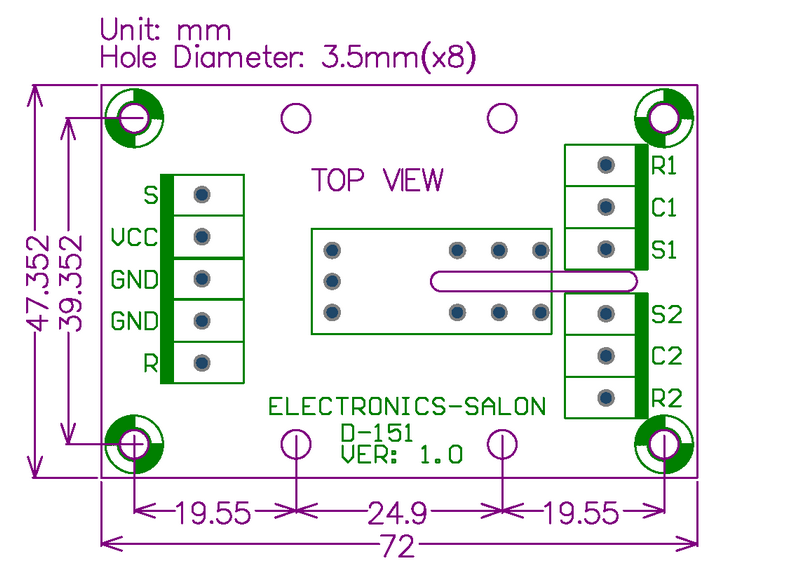 ELECTRONICS-SALON Bistable/Latching DPDT 8 Amp Relay Module, DC5V Coil, with DIN Rail Carrier Housing