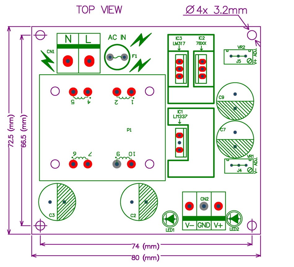 CZH-LABS In AC115V Out Positive/Negative DC1.25~15.8V Adjustable Voltage Regulator.