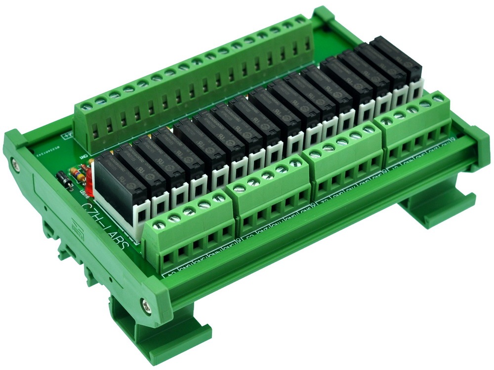 CZH-LABS Slim DIN Rail Mount DC5V Sink/NPN 16 SPST-NO 5A Power Relay Module, APAN3105