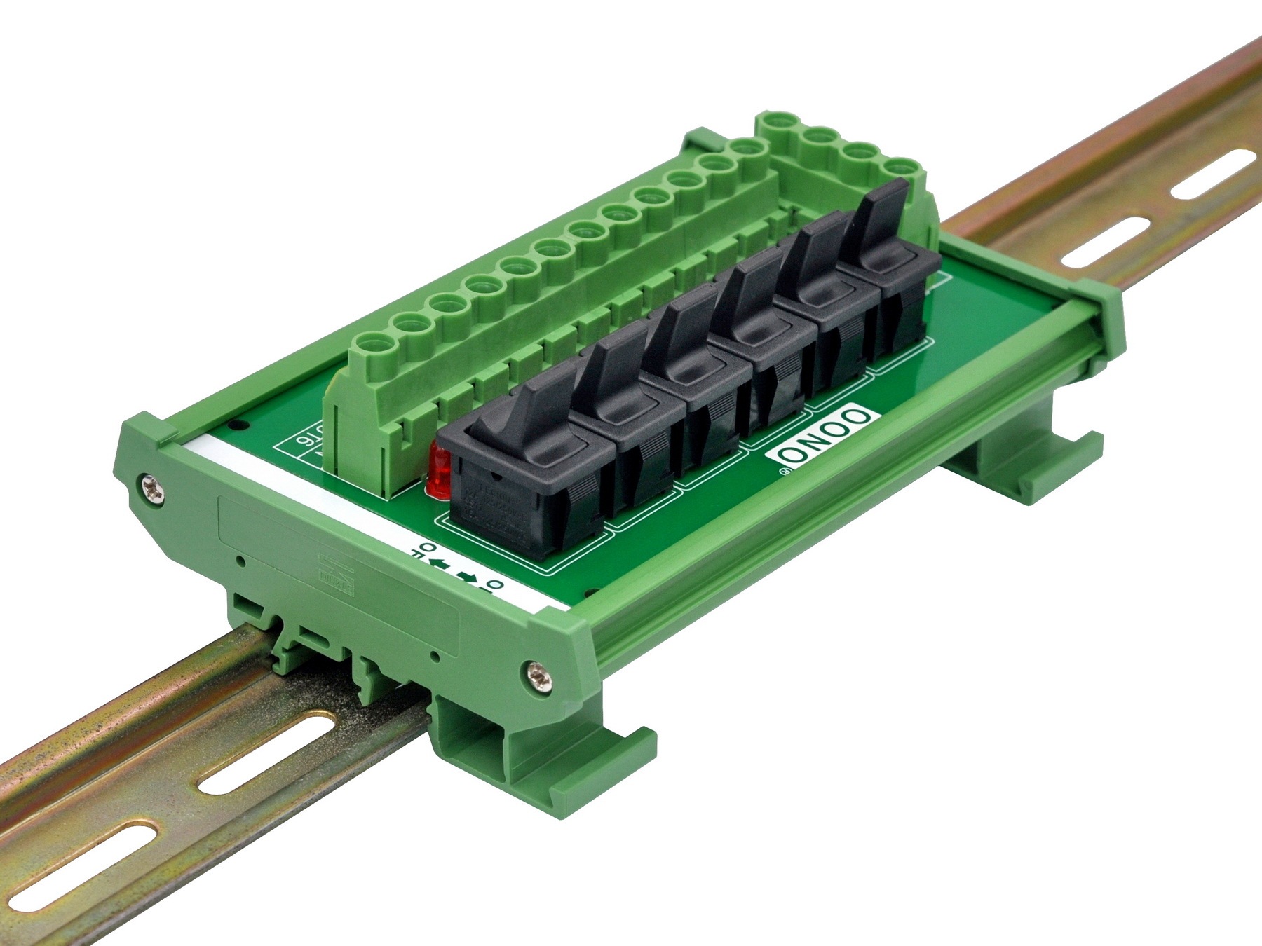 DIN Rail Mount 6 Channel Paddle Rocker Switch AC 115V 230V Power Distribution Strip Module