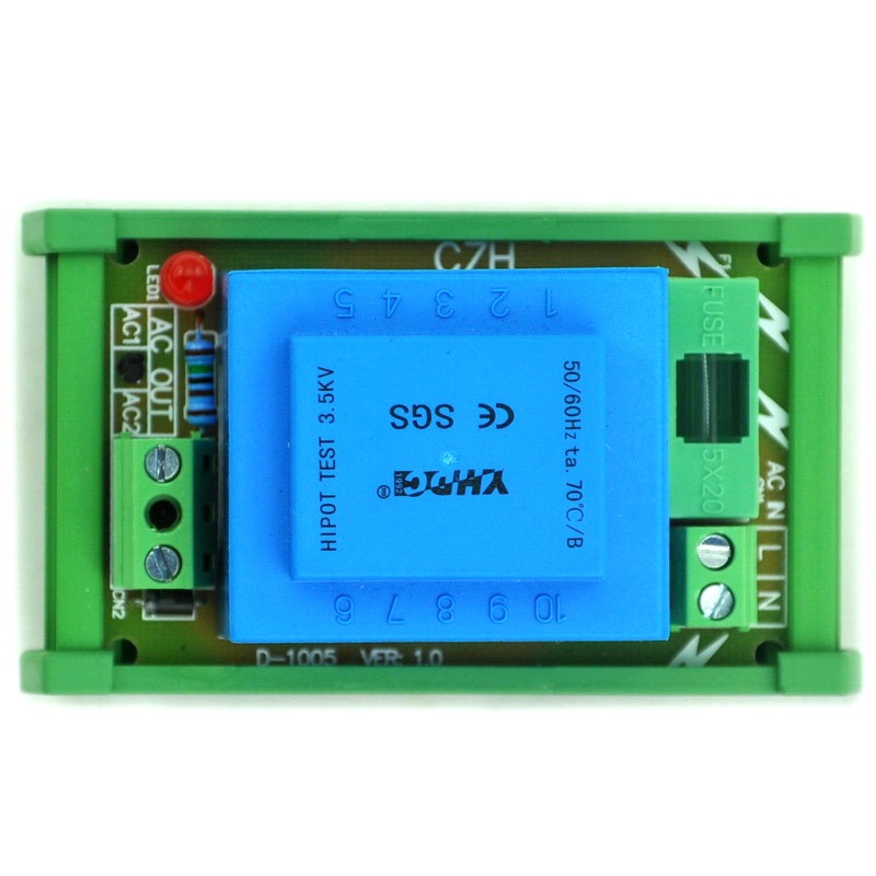 CZH P 230VAC, S 12VAC, 5VA DIN Rail Mount Power Transformer Module, D-1005T/J, AC12V.