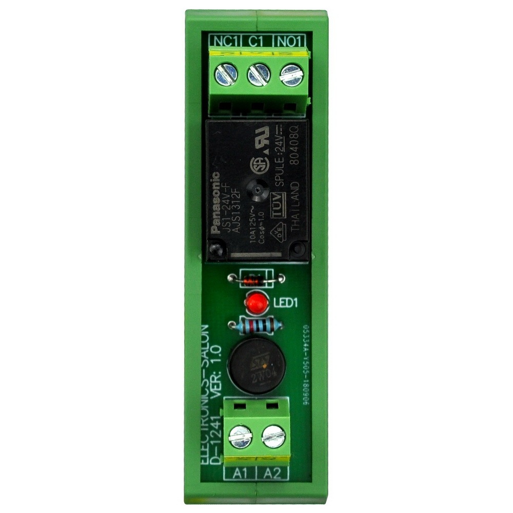 ELECTRONICS-SALON AC/DC 24V Slim DIN Rail Mount 10Amp SPDT Power Relay Interface Module, JS1-24V-F.