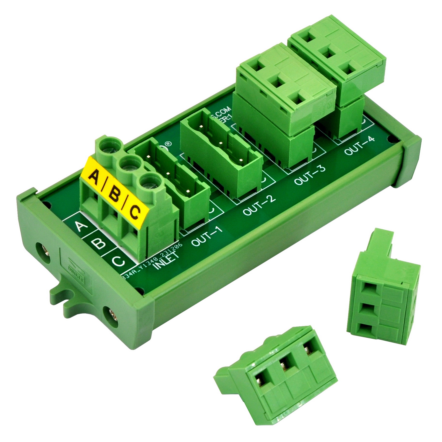 Screw Mount 30A/300V 4x3 Position Pluggable Terminal Block Distribution Module, OONO D-1553P