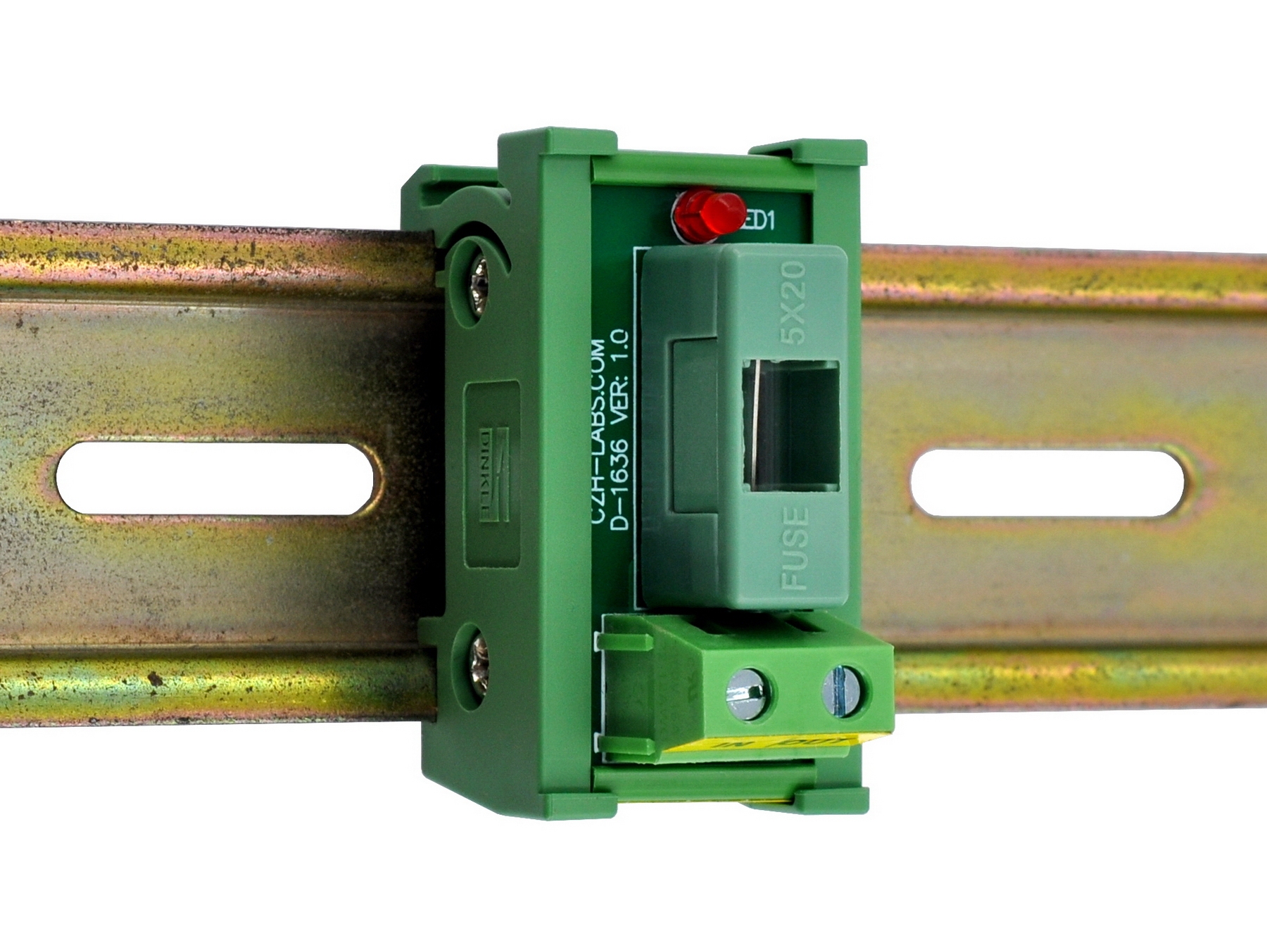 DIN Rail Mount AC 24 - 250V 1 Channel Fuse Module, OONO D-1636AT