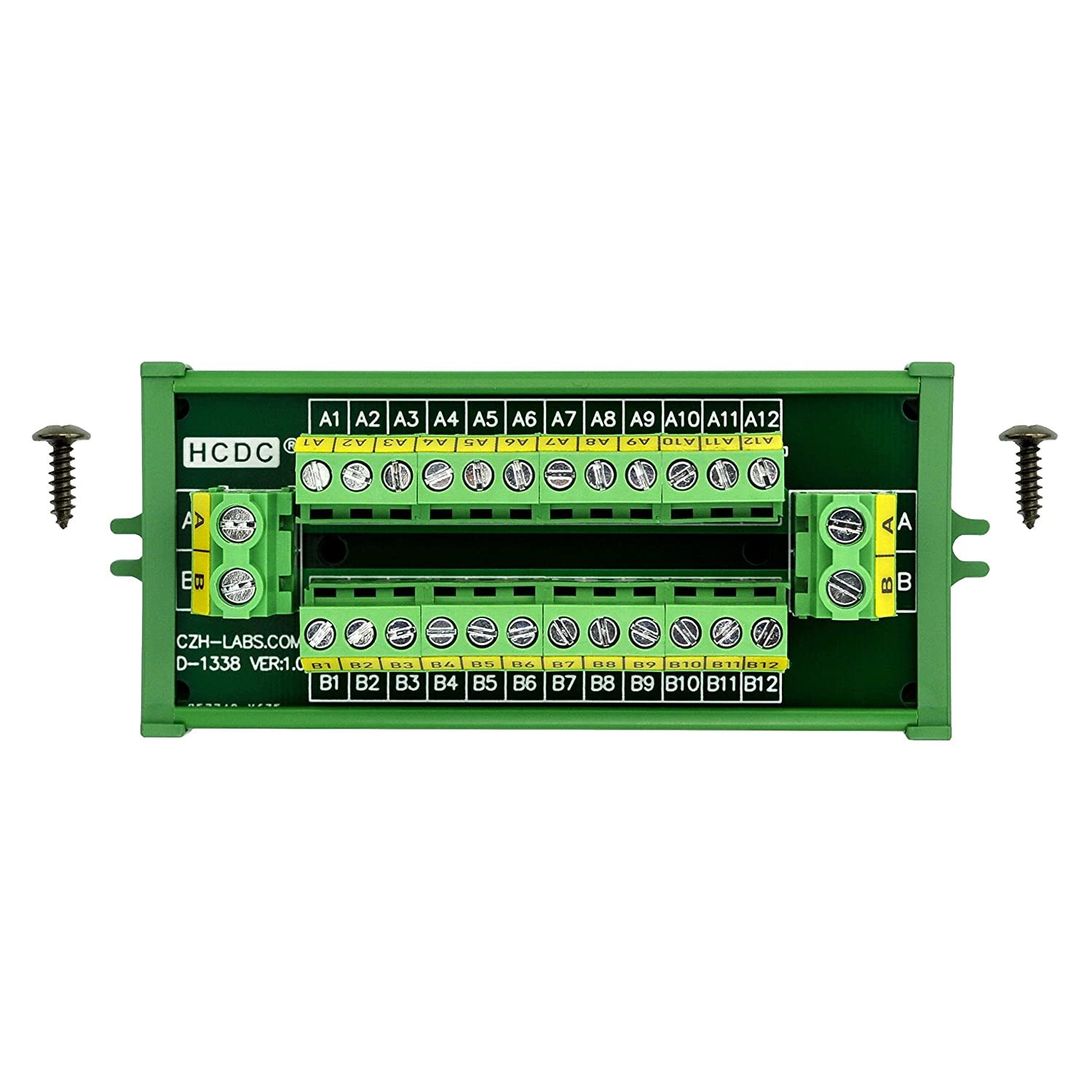 30Amp/300V 2x12 Position Terminal Block Distribution Module (Screw Mount)