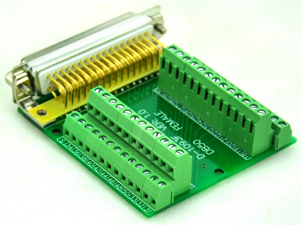 CZH-LABS Slim Right Angle D'SUB DB50 Female Header Breakout Board Module, D-SUB.