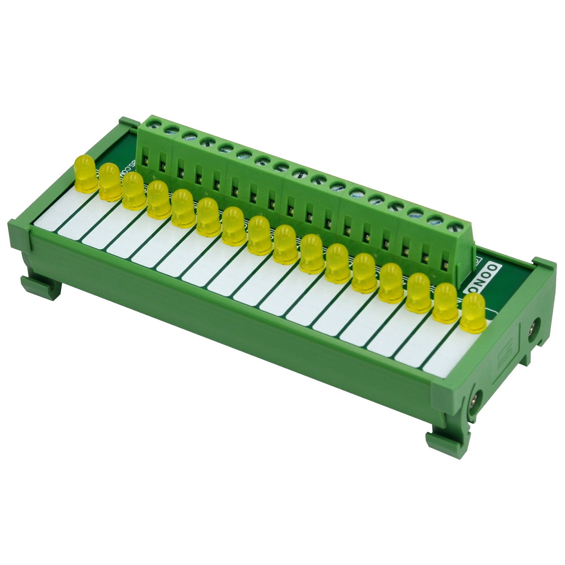 DIN Rail Mount 16 Yellow LED Indicator Light Module, Support 5-50VDC Common Positive and Negative