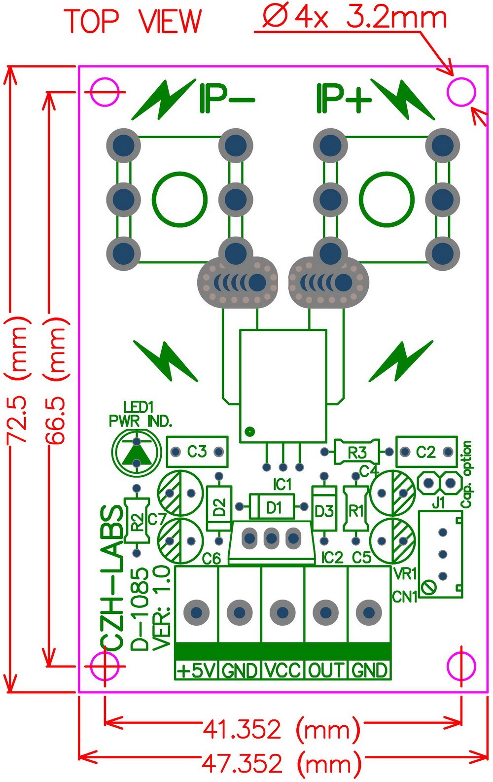Panel Mount +/-50Amp AC/DC Current Sensor Module Board, based on ACS758.