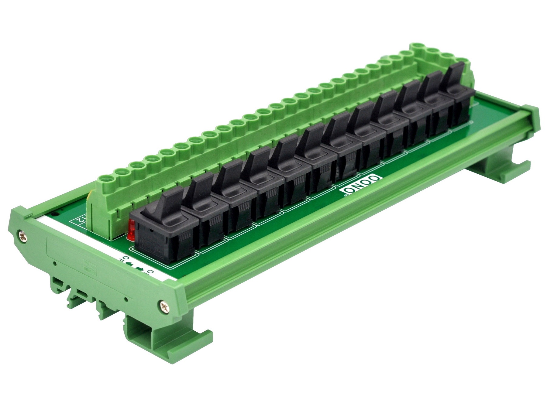 DIN Rail Mount 12 Channel Paddle Rocker Switch AC 115V 230V Power Distribution Strip Module