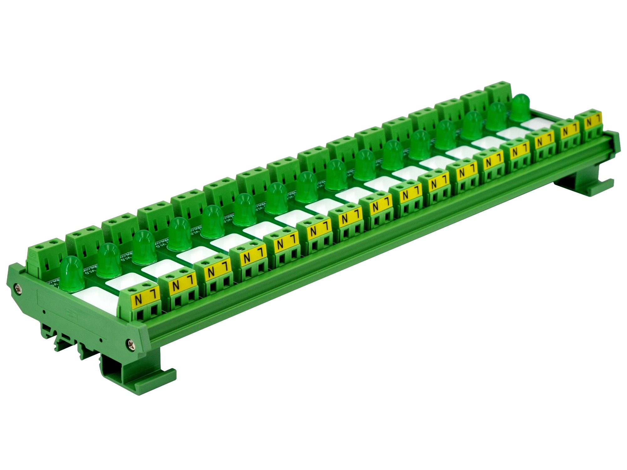 DIN Rail Mount AC 60-280V 16 Channel Green 10mm LED Indicator Light Module