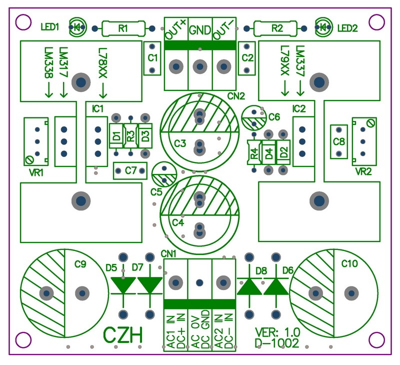 CZH DIN Rail Mount Positive/Negative 1.25~37V DC Adjustable Voltage Regulator Module.
