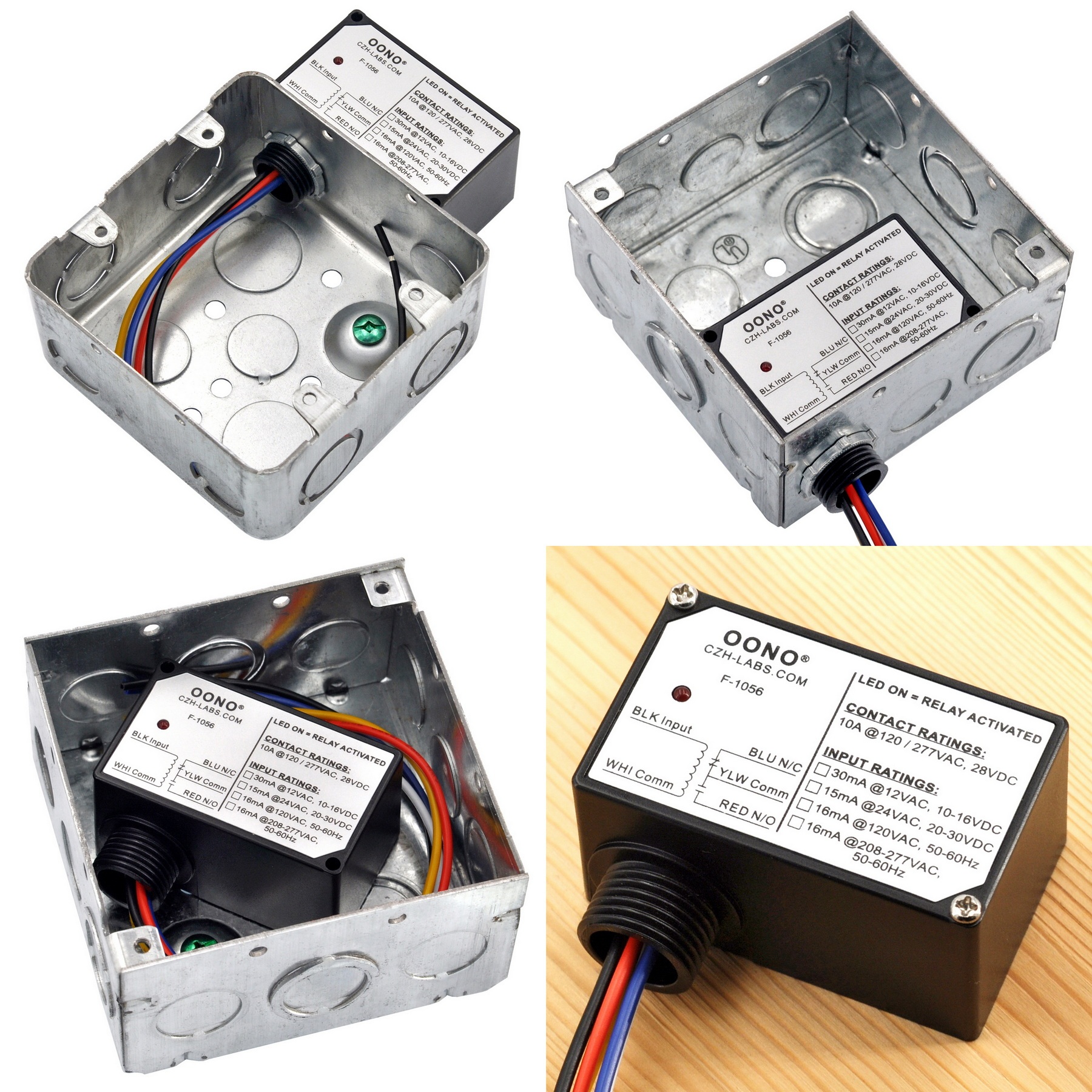 AC 208-277V SPDT 10Amp Power Relay Module, Plastic Enclosure and Pre-wired