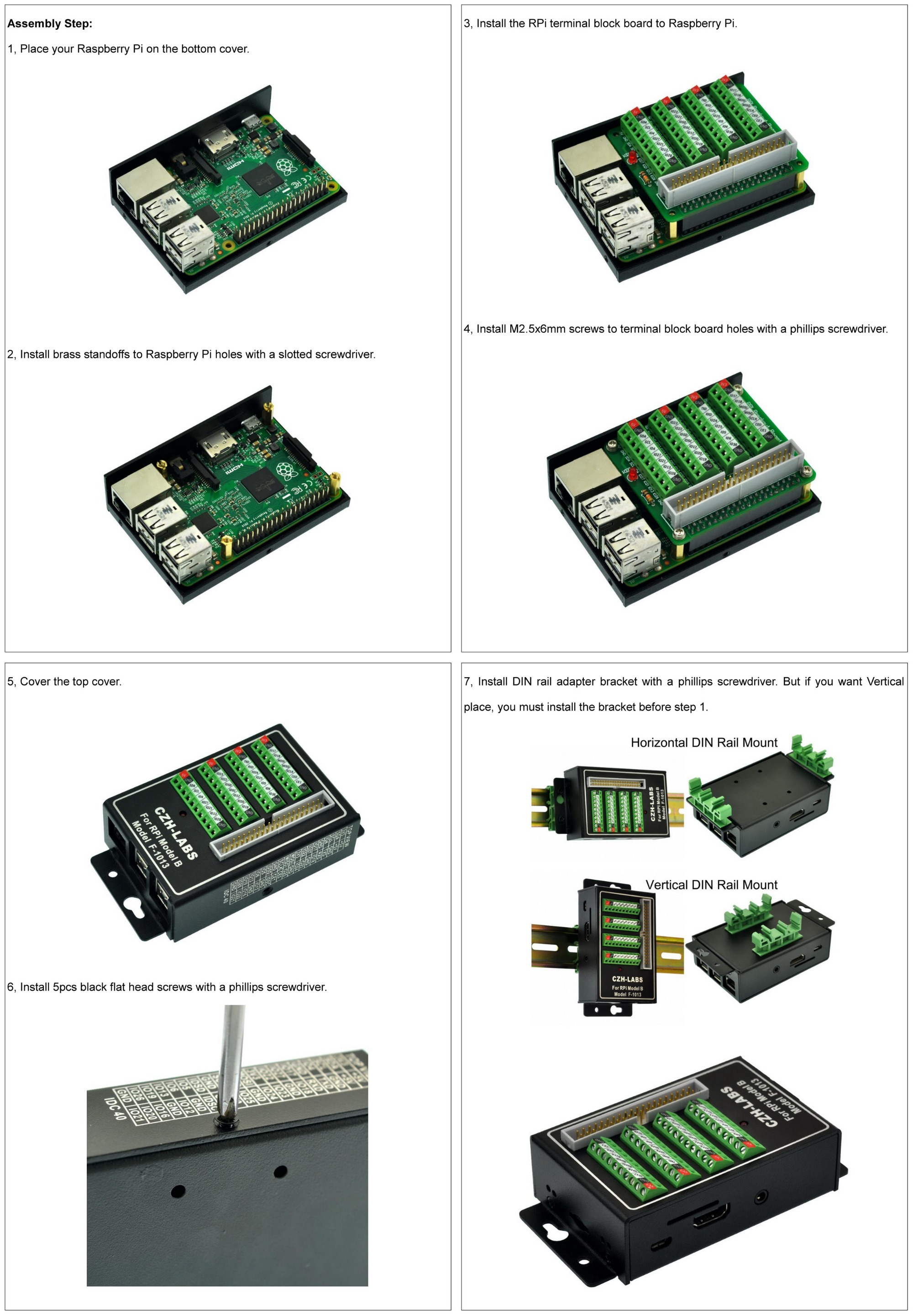 CZH-LABS RPi Screw Terminal Block Breakout Module with Aluminum Enclosure. for Raspberry Pi 1 2 3 Model B/B+