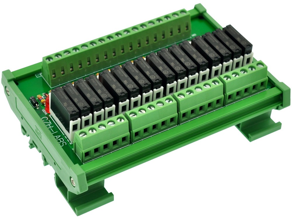 CZH-LABS Slim DIN Rail Mount DC24V Source/PNP 16 SPST-NO 5A Power Relay Module, APAN3124
