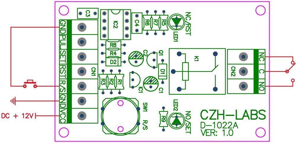Panel Mount Momentary-Switch/Pulse-Signal Control Latching SPDT Relay Module,24V.