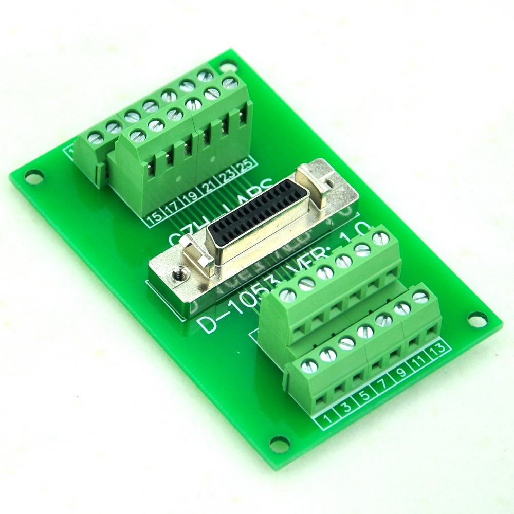 CZH-LABS 26-pin Half-Pitch/0.05" D-SUB Female Breakout Board, DSUB, SCSI, Terminal Module.