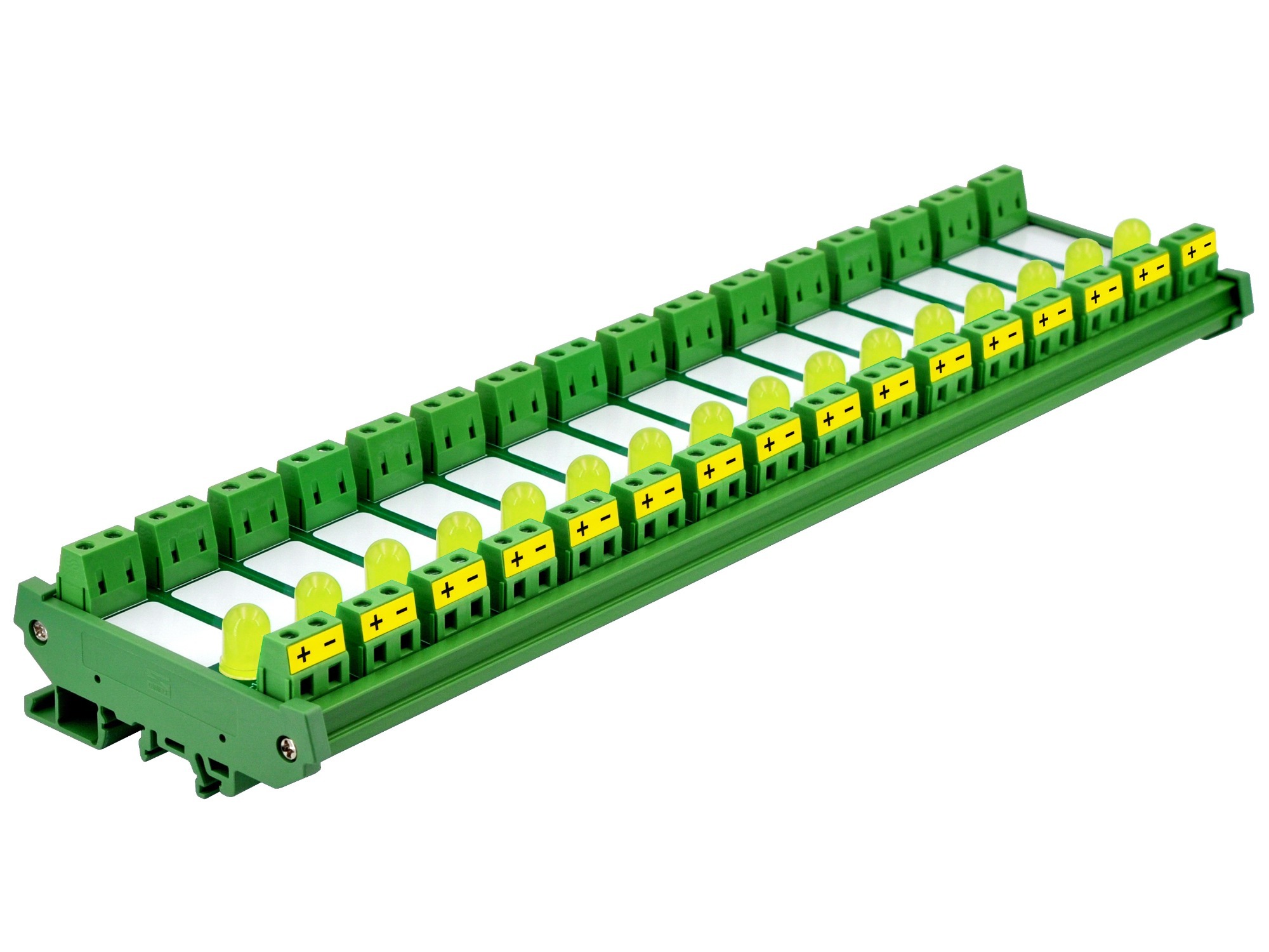 DIN Rail Mount DC 5-32V 16 Channel Yellow 10mm LED Indicator Light Module