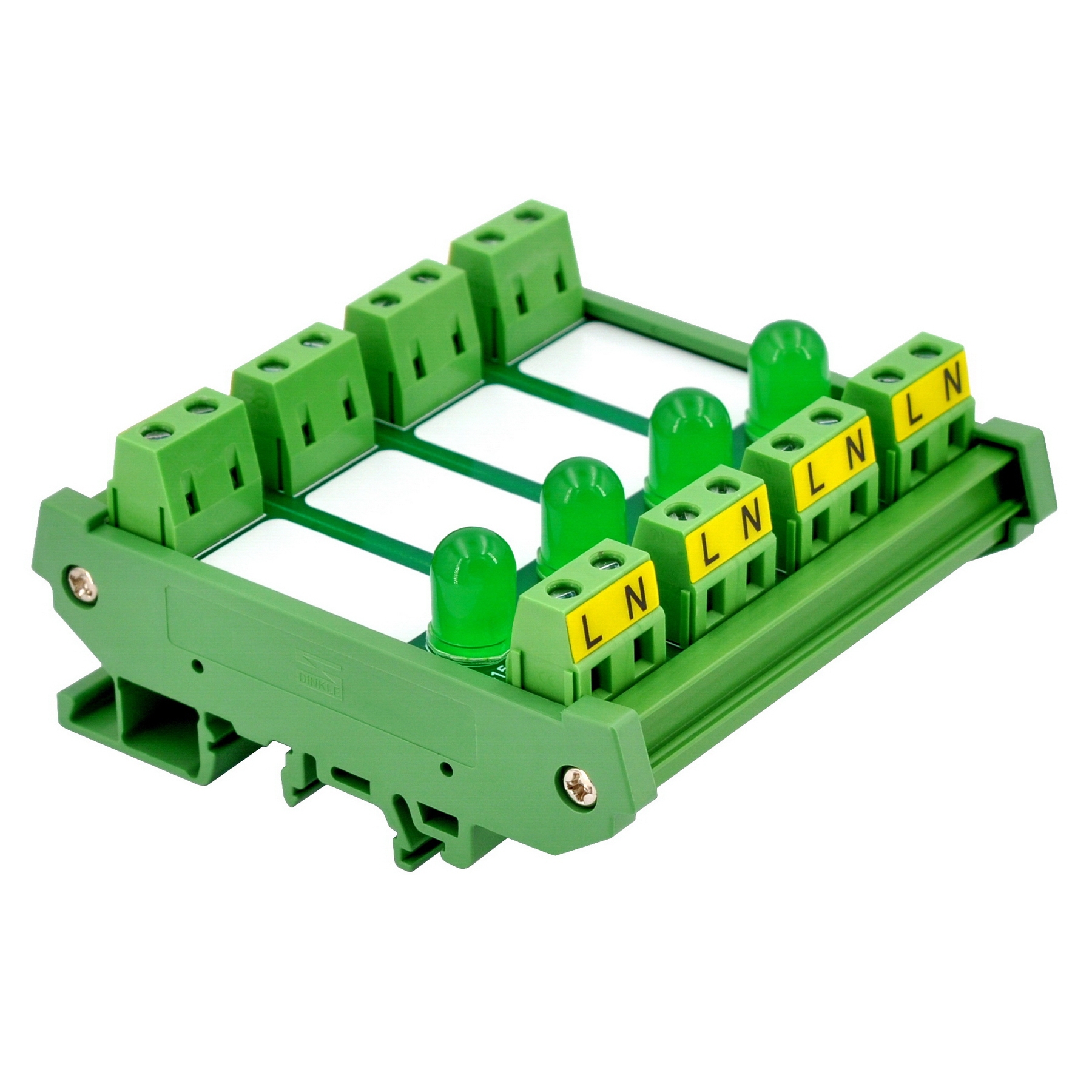 DIN Rail Mount AC 60-280V 4 Channel Green 10mm LED Indicator Light Module