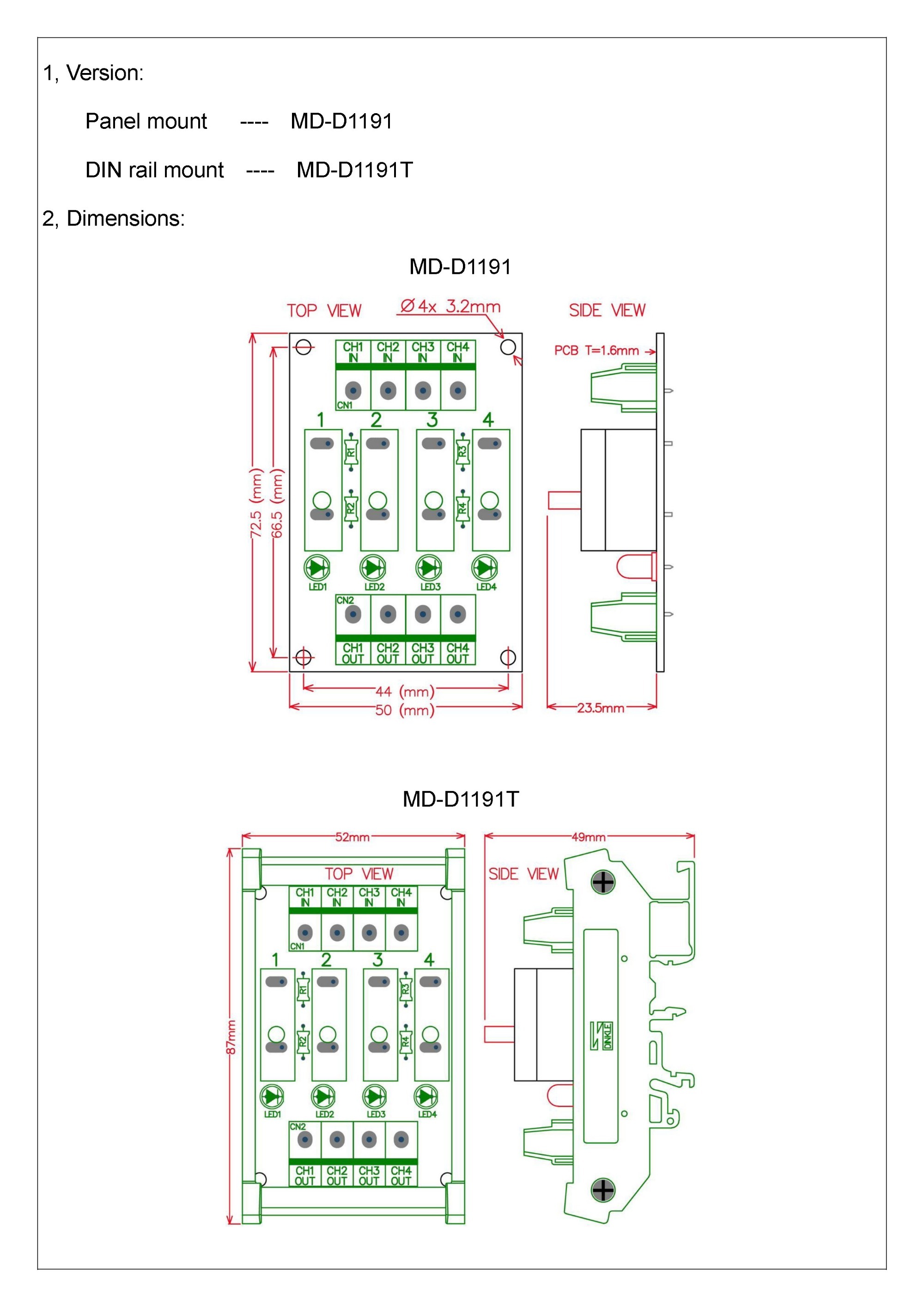 Panel Mount Independent 4 Channels Thermal Circuit Breaker Module.