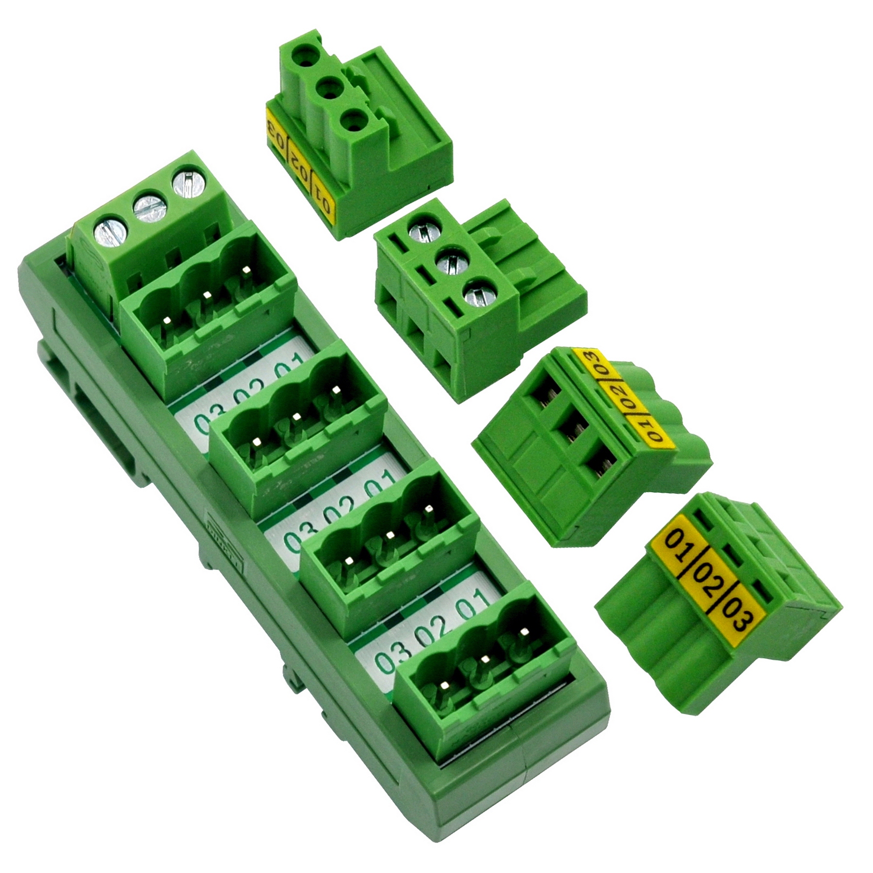 Slim DIN Rail Mount 10A/300V 5x3 Position Pluggable Screw Terminal Block Distribution Module