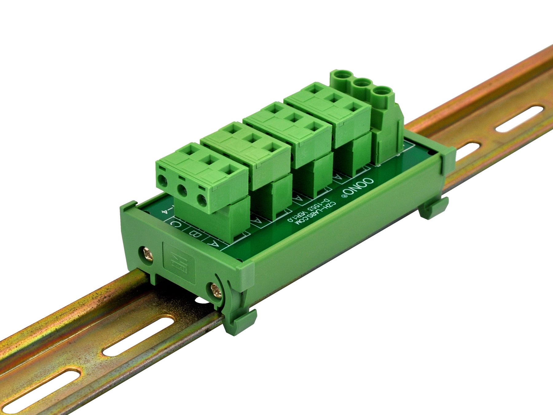 DIN Rail Mount 30A/300V 4x3 Position Pluggable Terminal Block Distribution Module, OONO D-1553T