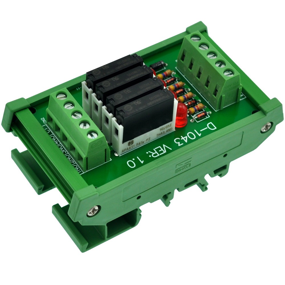 CZH-LABS Slim DIN Rail Mount DC5V Source/PNP 4 SPST-NO 5A Power Relay Module, APAN3105