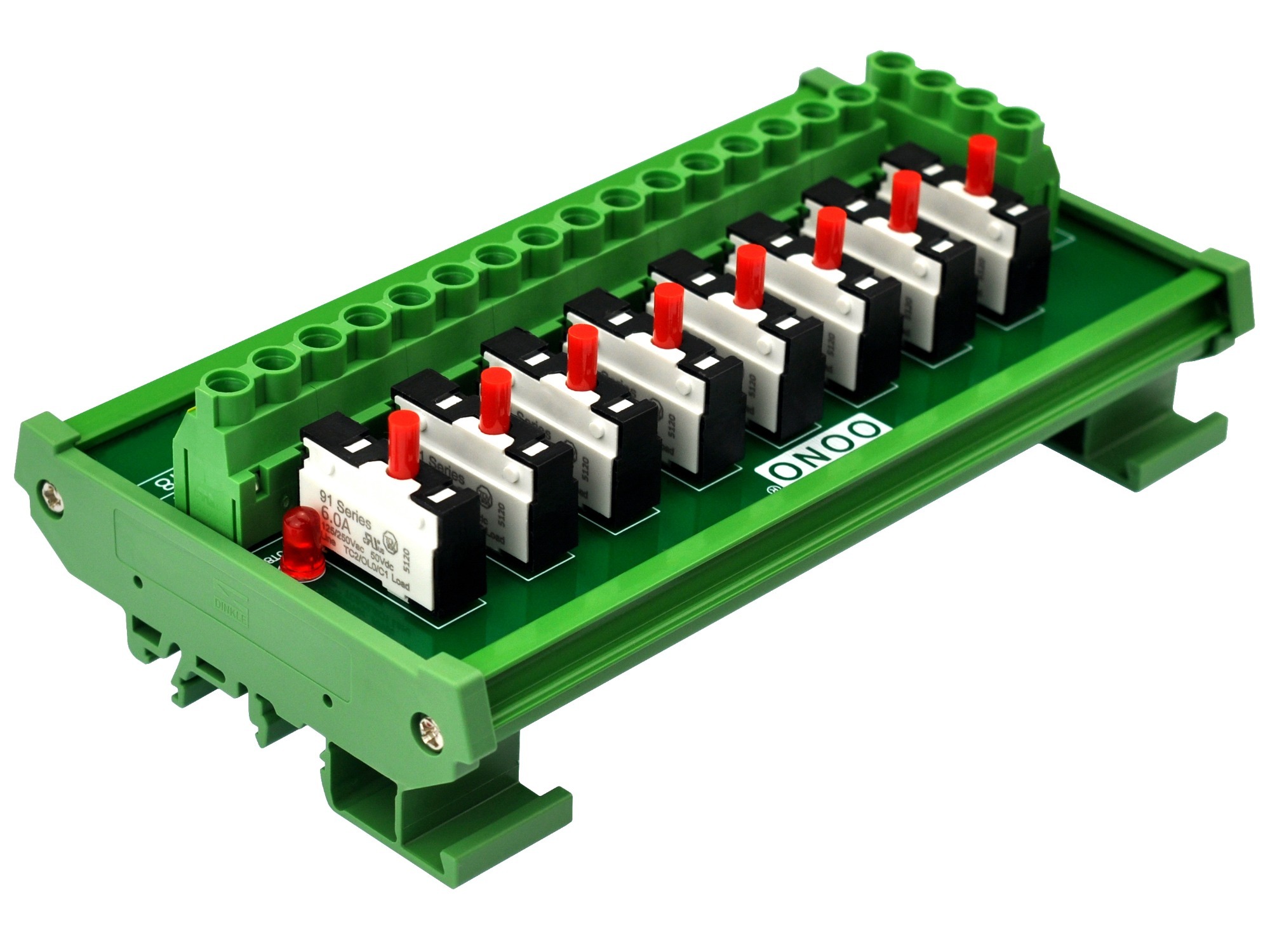 Resettable Thermal Circuit Breaker Overload Protector 8 Channel Power Distribution Module DIN Rail Mount
