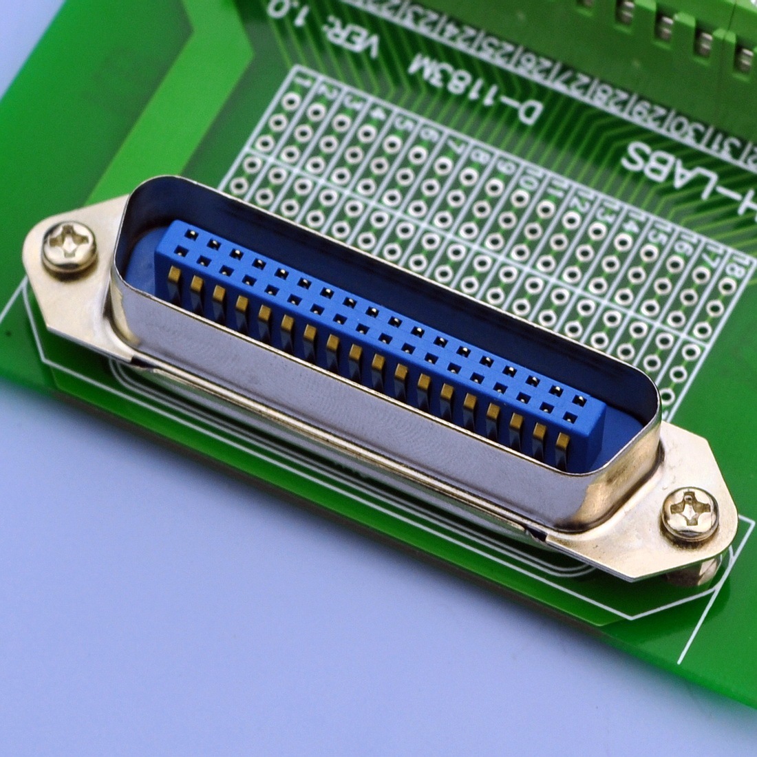 CZH-LABS 36-Pin 0.085" Centronics Vertical Male Ribbon Connector Screw Terminal Block Breakout Board.