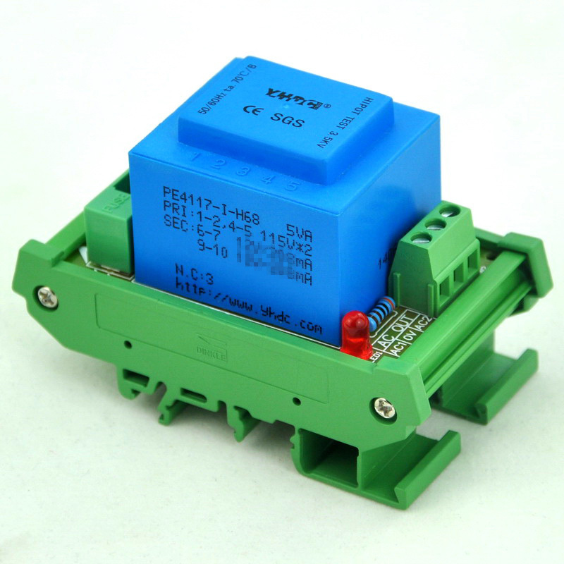 CZH P 230VAC, S 2x 12VAC, 5VA DIN Rail Mount Power Transformer Module, D-1005T/P.