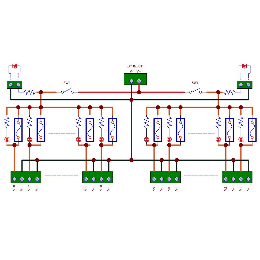 Chunzehui 18 Channels 12V/24V 20A Power Distribution Fuse Module, For CCTV Security Camera ect DIY.