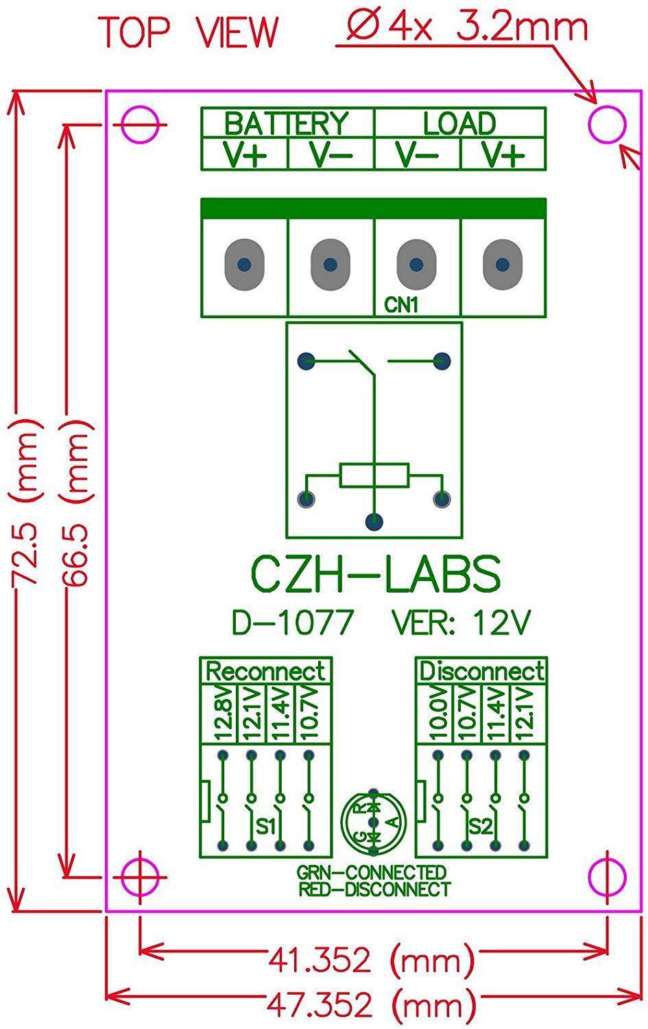CZH-LABS Low Voltage Disconnect Module LVD, 12V 10A, Protect/Prolong Battery Life.